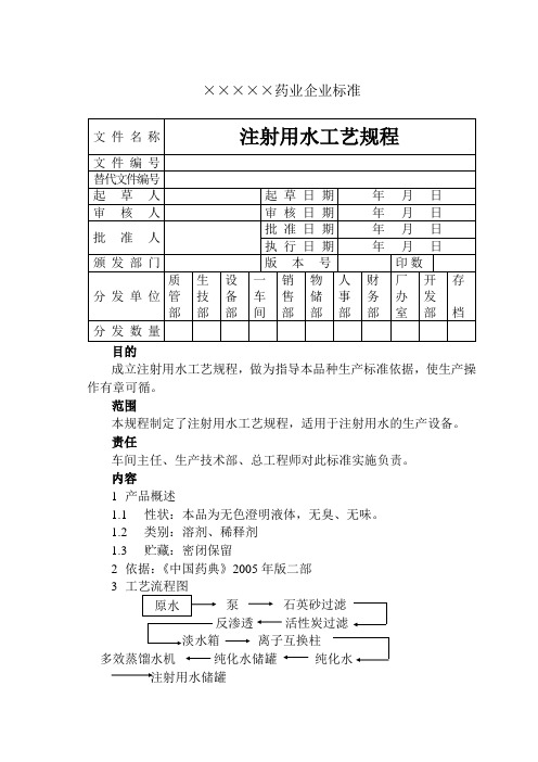 制药制水工艺规程