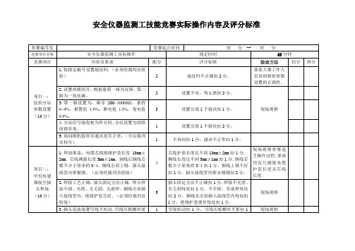 安全仪器监测工技能竞赛实际操作内容及评分标准