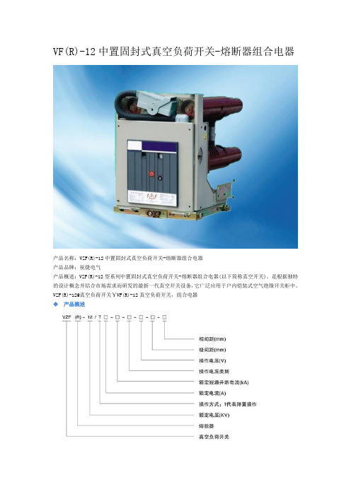 VF(R)-12中置固封式真空负荷开关-熔断器组合电器