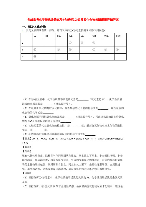 备战高考化学培优易错试卷(含解析)之铝及其化合物推断题附详细答案