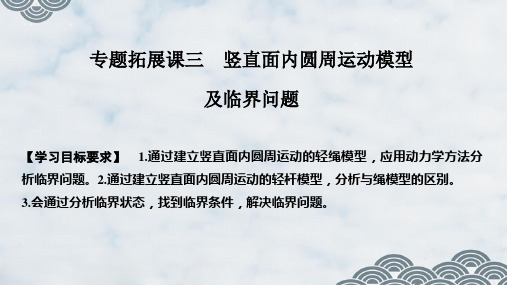 高中物理必修2：专题拓展课三 竖直面内圆周运动模型及临界问题ppt课件