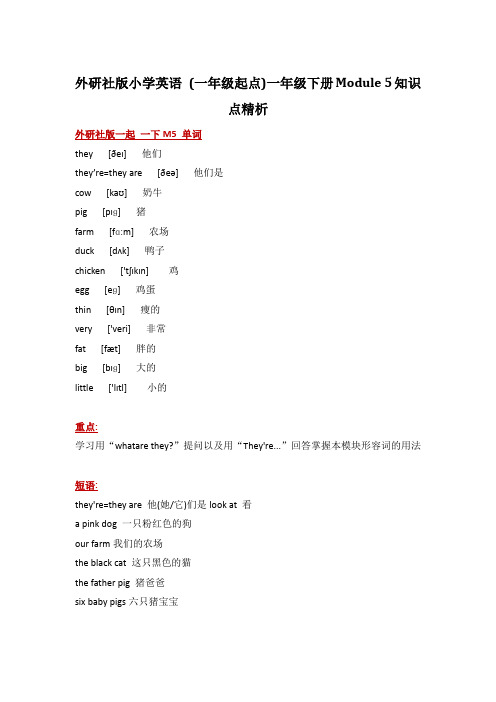 外研社版小学英语 (一年级起点)一年级下册Module 5知识点精析