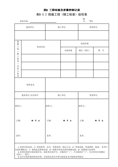 隐蔽工程(随工检查)验收表(最新)