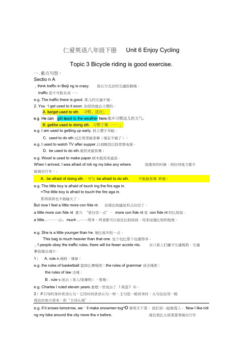 仁爱英语八年级下册Unit6topic3重点知识点总结及练习