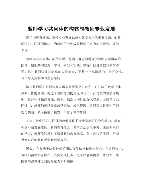 教师学习共同体的构建与教师专业发展