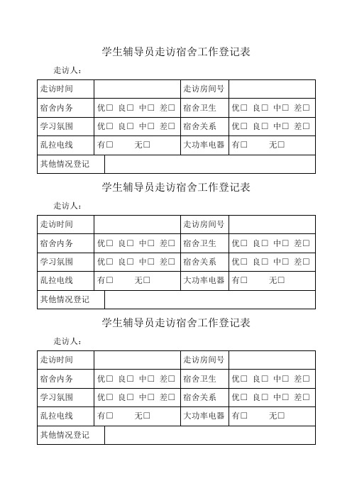 学生辅导员巡查宿舍情况登记表