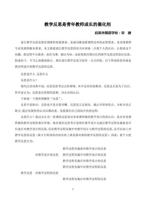 宋建之浅谈教学反思对青年教师成长的作用