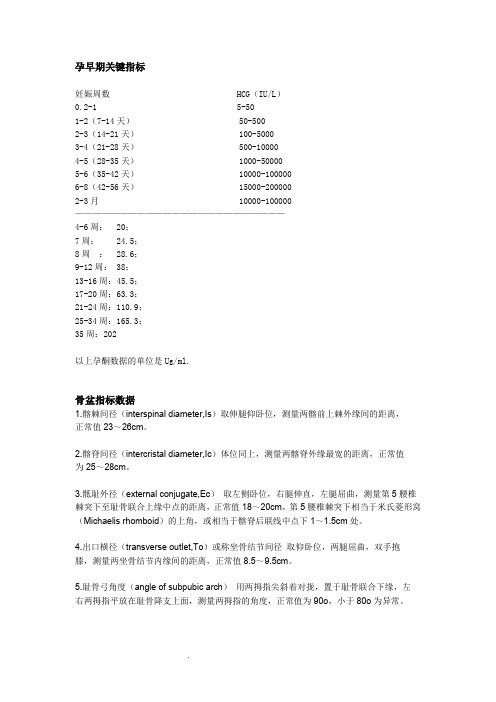 怀孕期间各项指标正常值对比