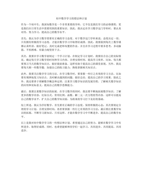 初中数学学习的想法和计划