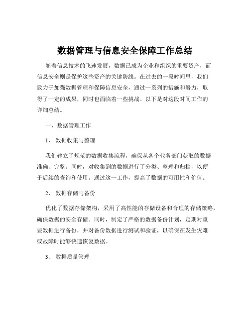 数据管理与信息安全保障工作总结