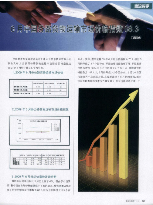 6月中国公路货物运输市场价格指数68.3