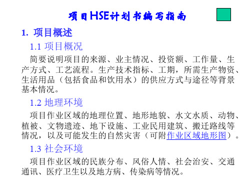 HSE计划书指导书编写指南