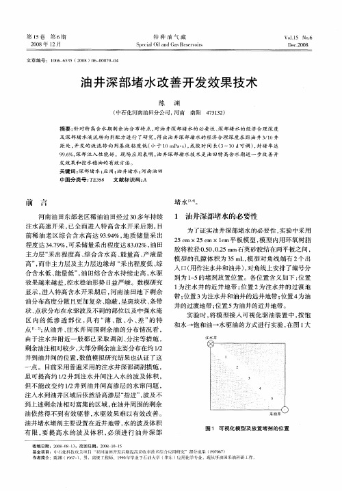 油井深部堵水改善开发效果技术