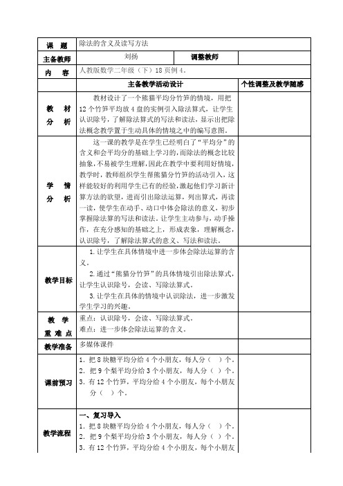 除法的含义及读写法