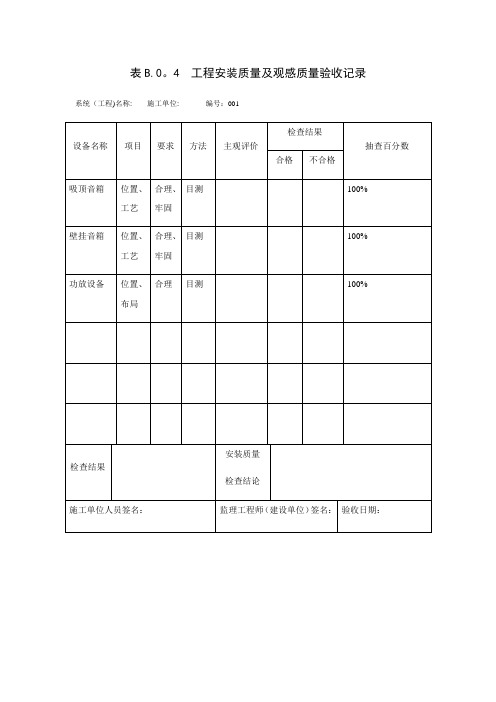 工程安装质量观感质量验收记录【范本模板】