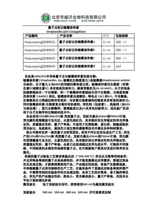 量子点标记链霉亲和素