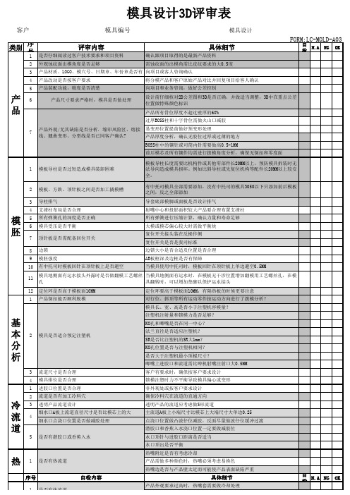 塑胶模具3D评审表