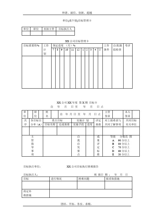 目标管理卡样板