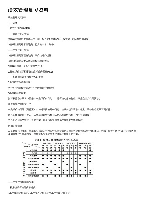 绩效管理复习资料