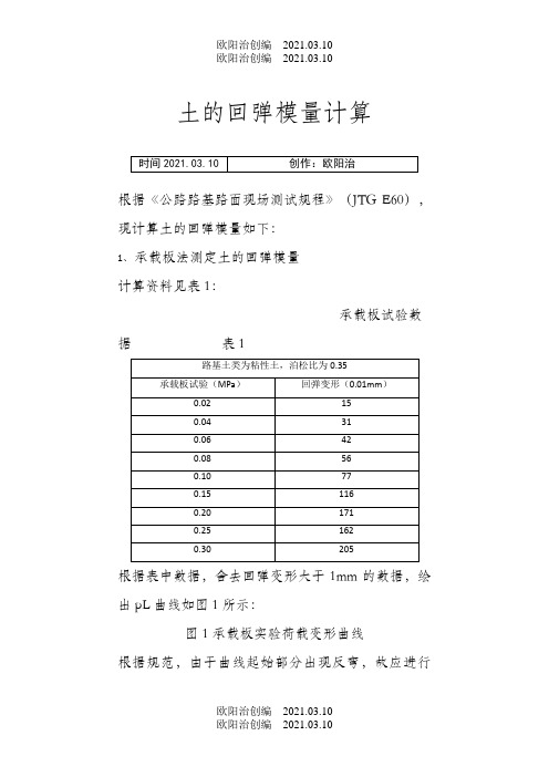 土的回弹模量计算(道路工程)之欧阳治创编