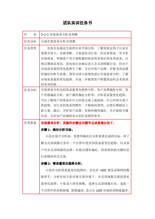 电子商务专业《实训任务书3-1-2 市场需求分析及预测5》