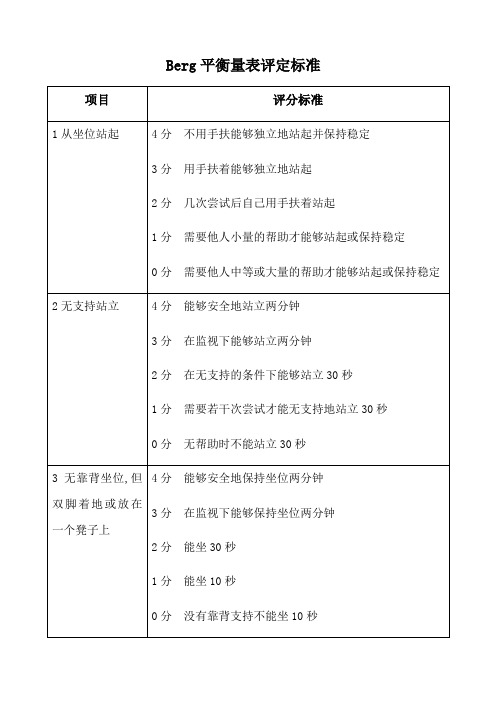 Berg平衡量表评定标准