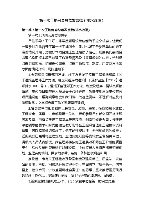 第一次工地例会总监发言稿（排水改造）