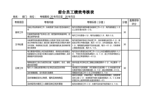 前台绩效考核表