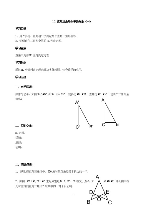 1.2.1直角三角形全等的判定(1)