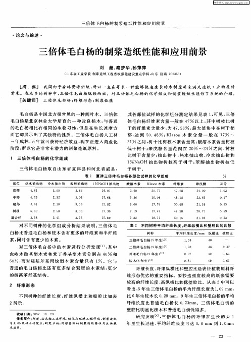 三倍体毛白杨的制浆造纸性能和应用前景