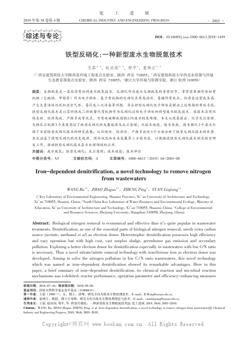 铁型反硝化：一种新型废水生物脱氮技术