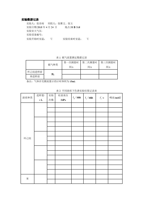 原始数据记录表