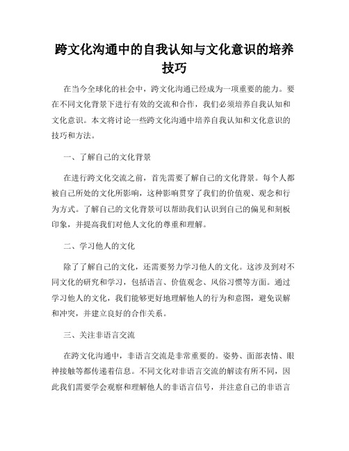 跨文化沟通中的自我认知与文化意识的培养技巧