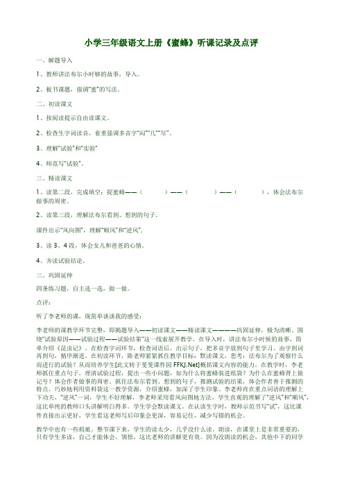 《蜜蜂》听课记录及点评