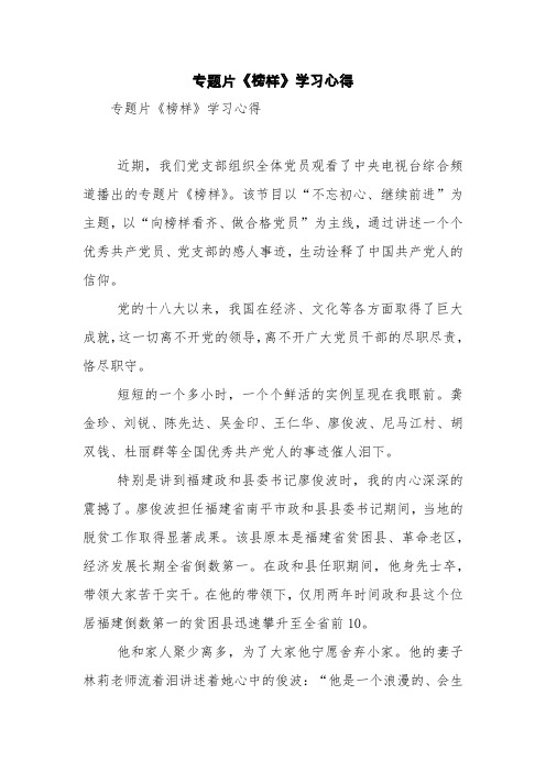 专题片《榜样》学习心得【精品范文】