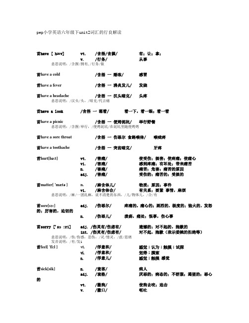 pep小学英语六年级下unit2词汇的行良解读