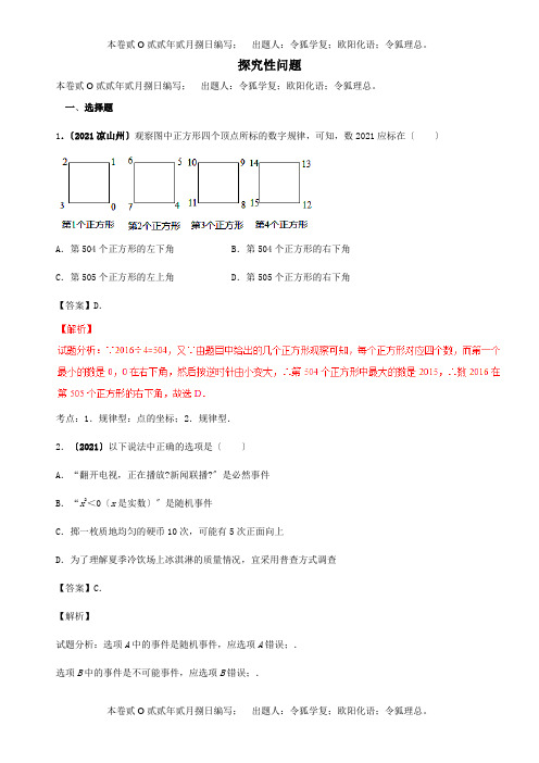 中考数学试卷精选汇编探索性问题含解析试题