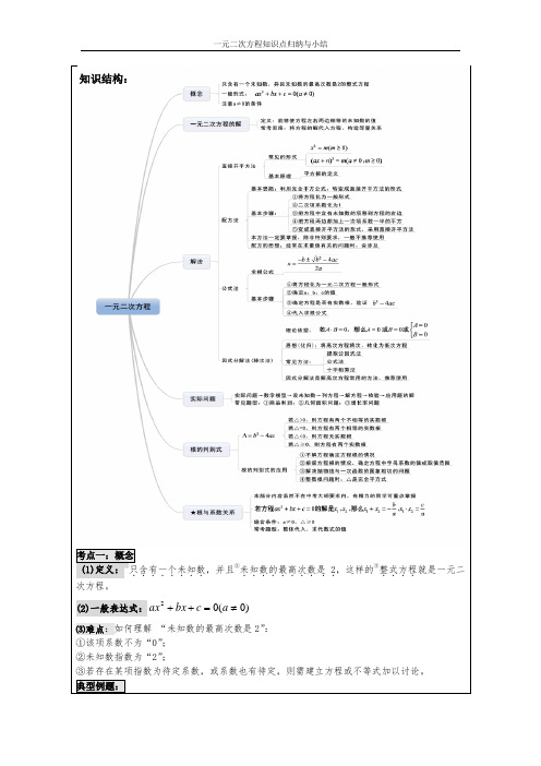 一元二次方程知识点归纳与小结