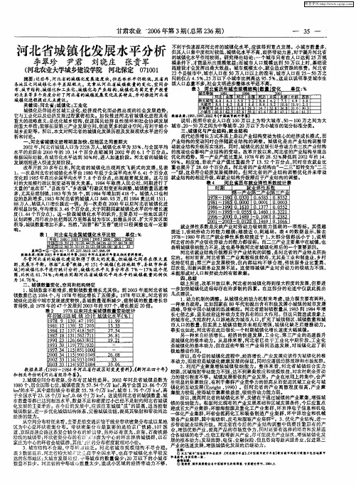 河北省城镇化发展水平分析