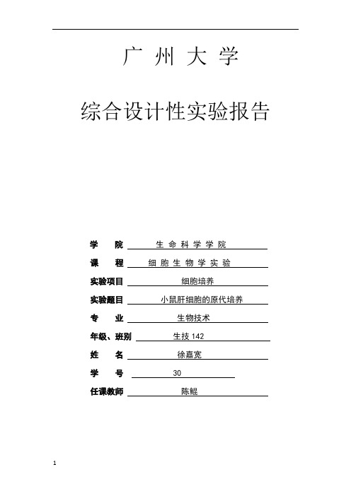 细胞生物学小鼠细胞培养实验报告