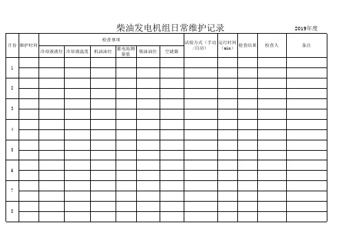 柴油发电机组日常维护记录(模板)