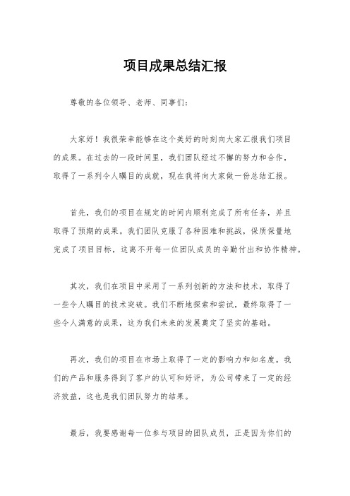 项目成果总结汇报