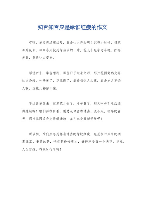 知否知否应是绿谁红瘦的作文