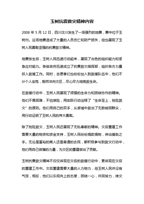 玉树抗震救灾精神内容