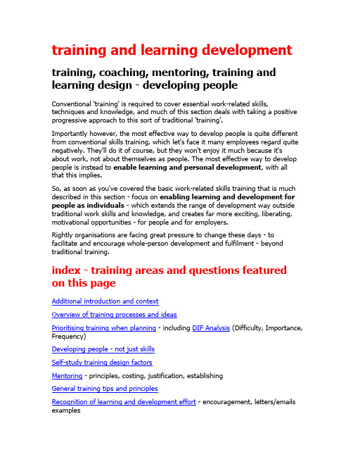 training and learning development