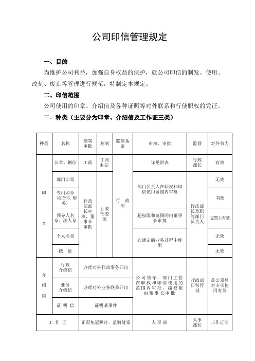 公司印信管理规定