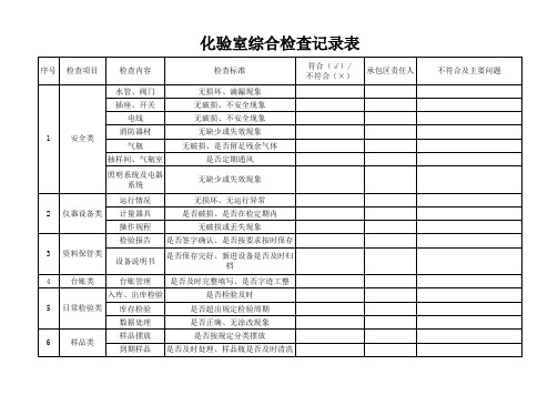 化验室综合检查记录表