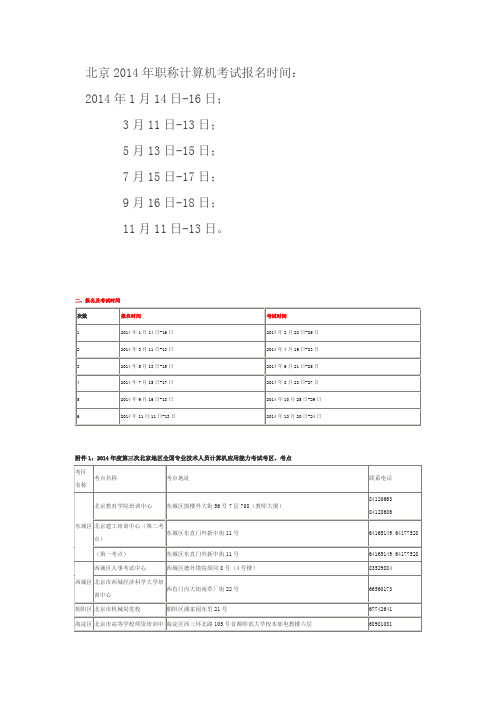 北京市计算机考试-2014安排