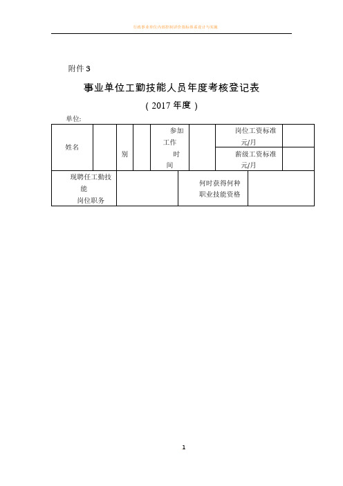 (工勤人员)事业单位工勤技能人员年度考核登记表