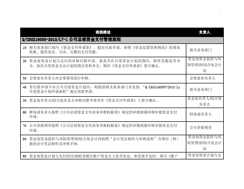 Q CSG216003-2013L7资金支付管理流程描述